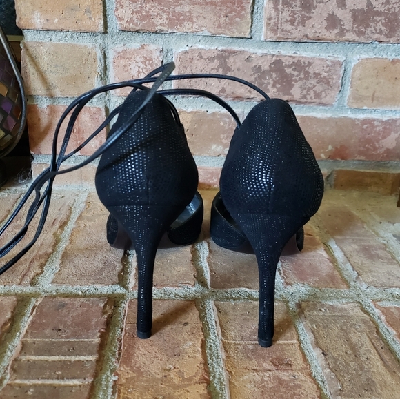Stuart Weitzman Black Ankle Tie Heels - Picture 4 of 9